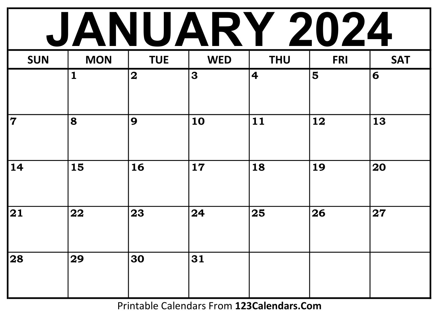 January 2024 Calendar Printable Blank Calendar Dodi Nadeen
