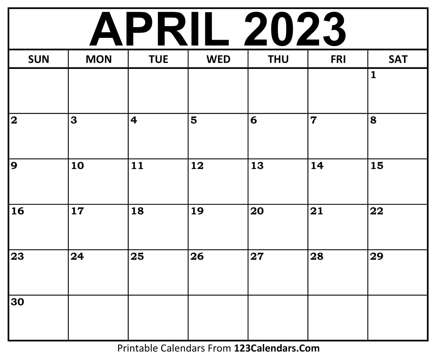April 2023 Calendar