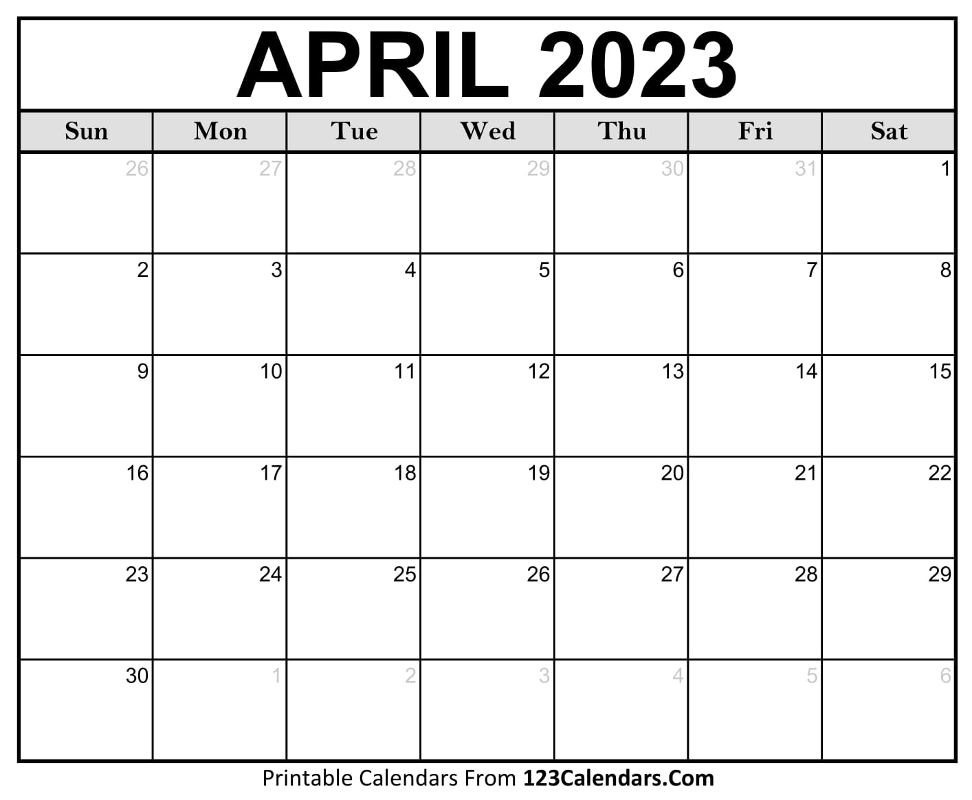 2023 April Calendar