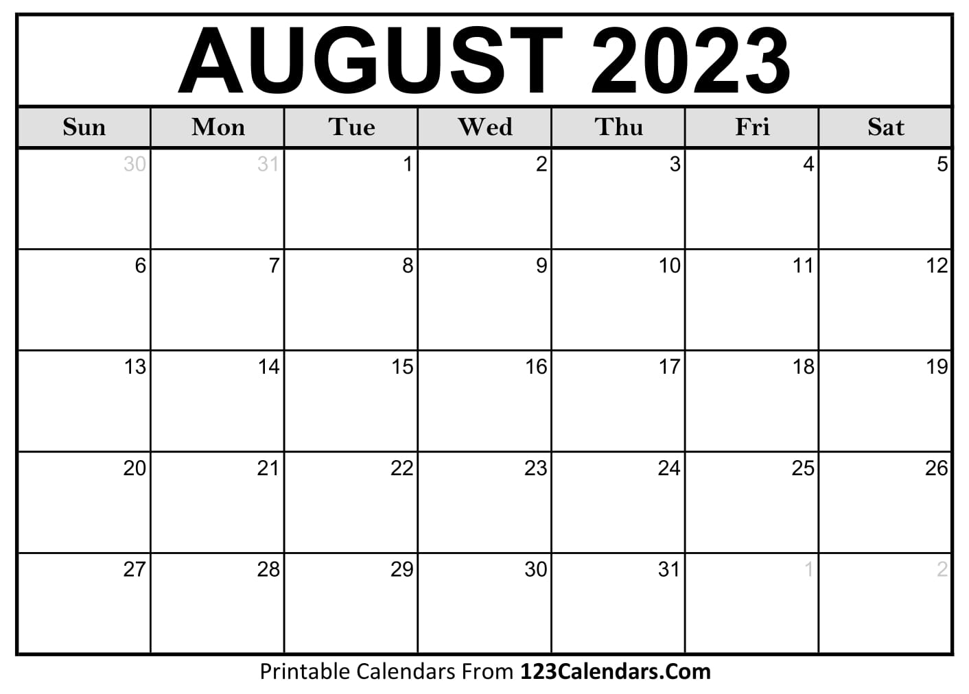 August Calendar