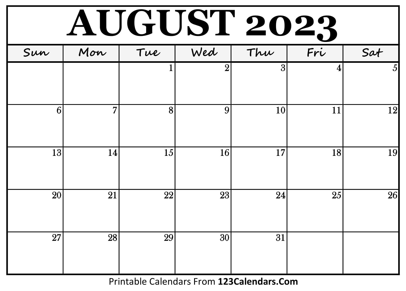 Calendar August 2023