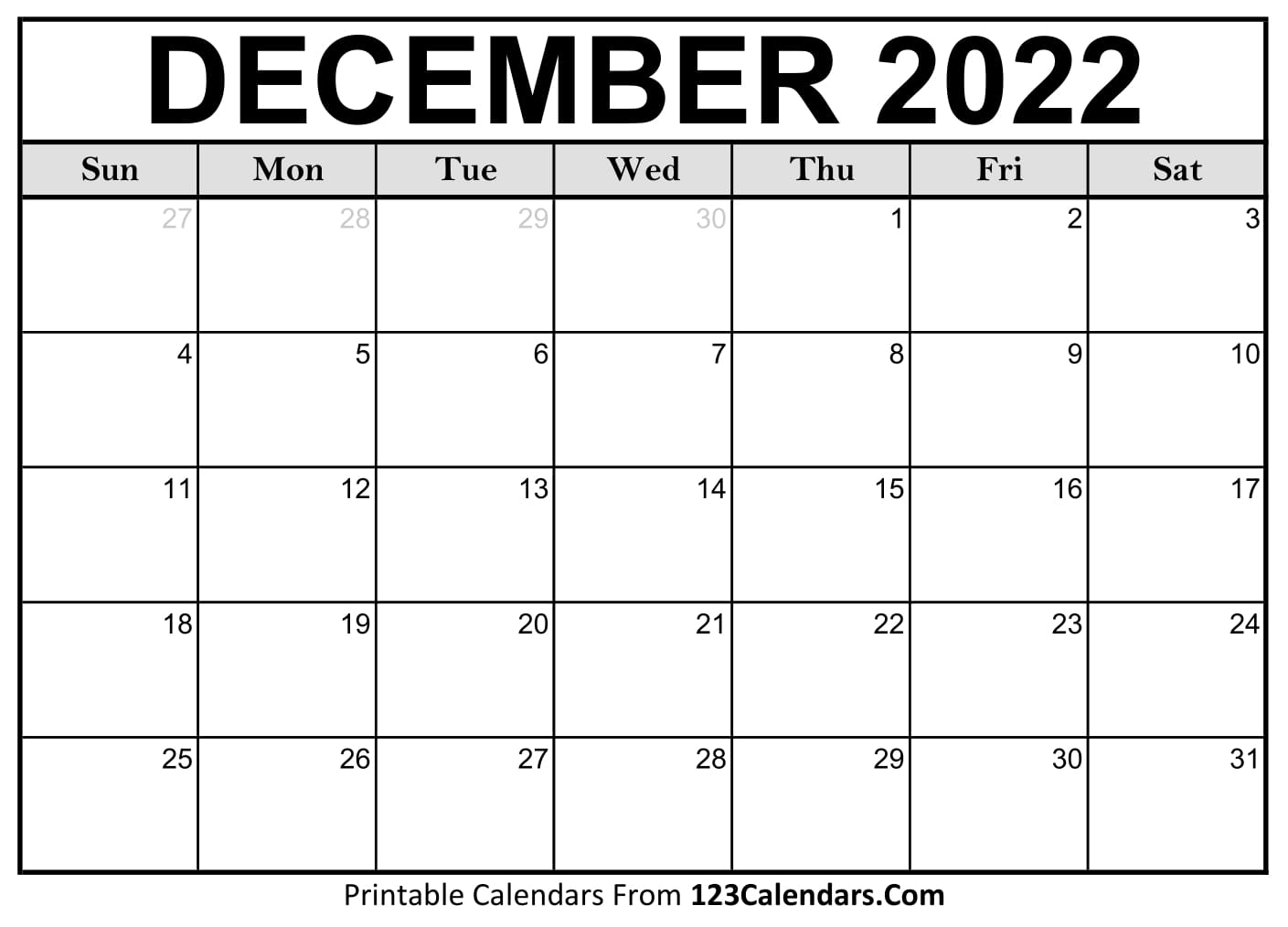 printable december 2022 calendar templates 123calendars com