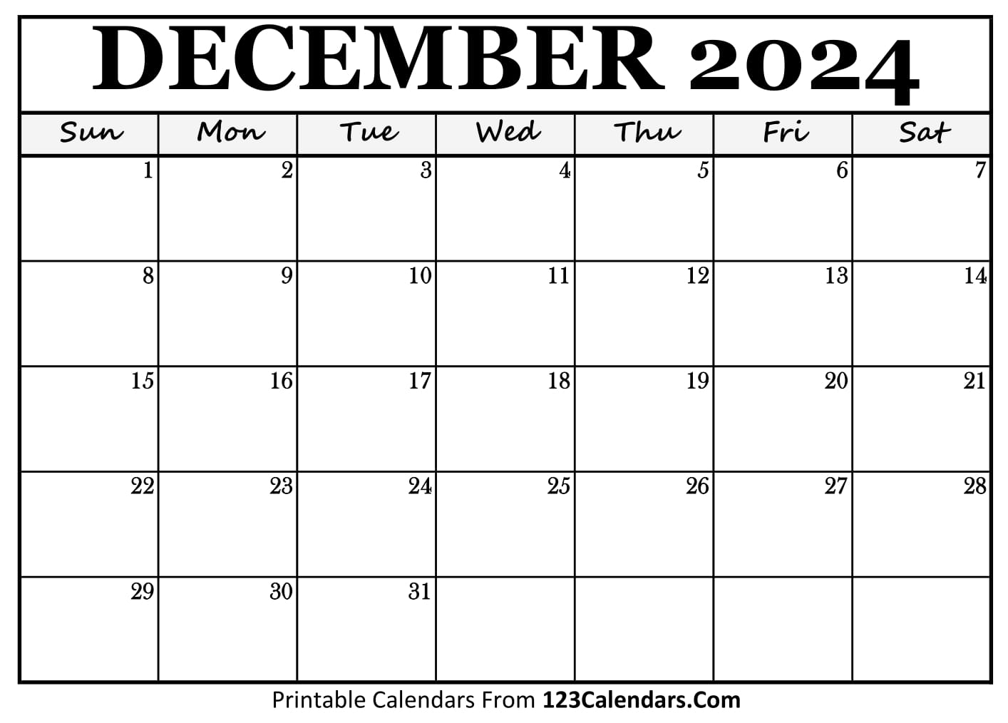 December Calendar 2024