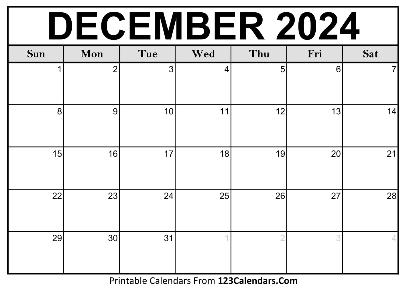 December 2024 Calendar