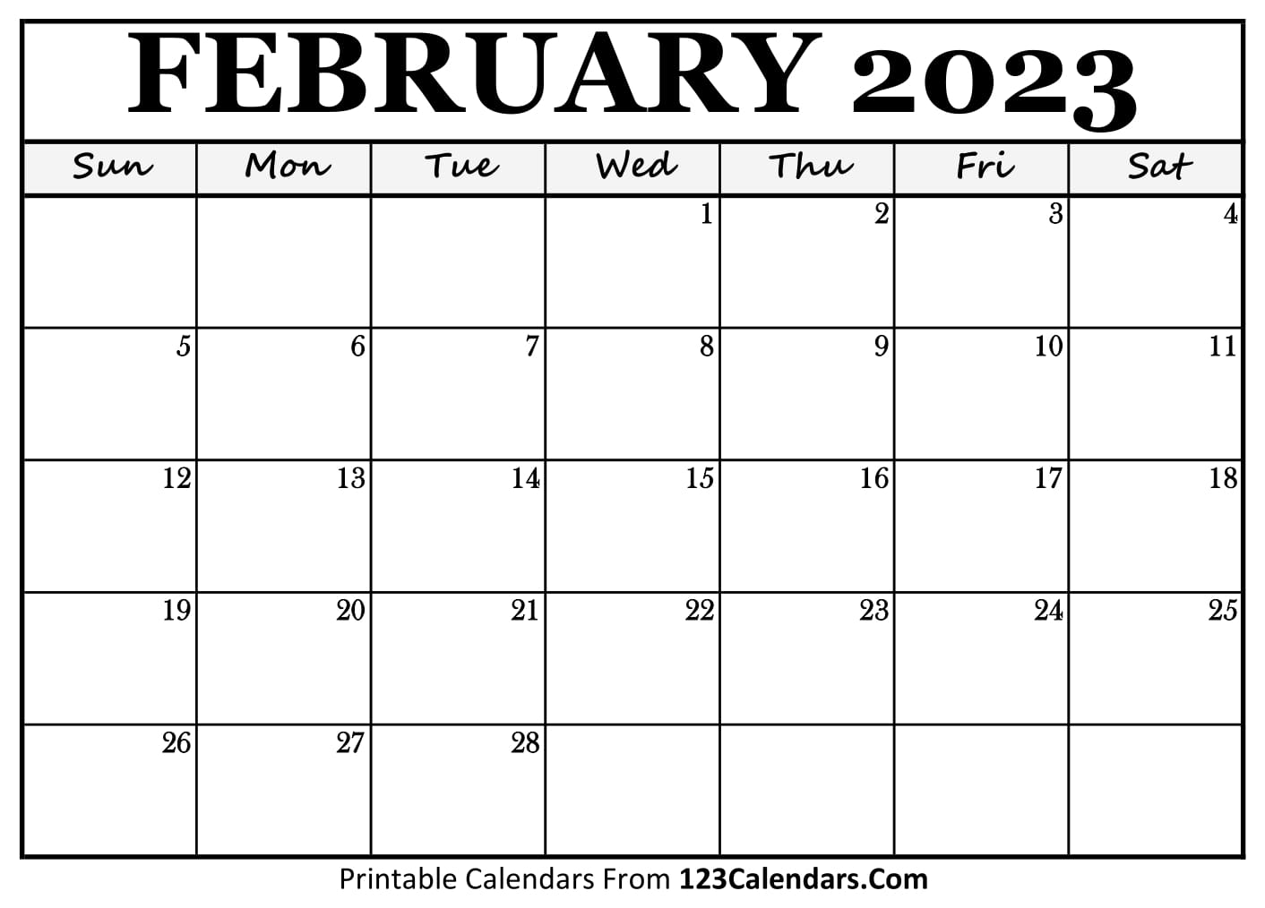 February 2023 Calendar