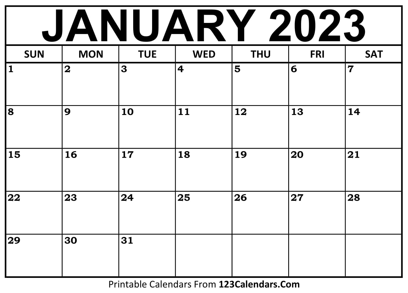printable january 2023 calendar templates 123calendars com