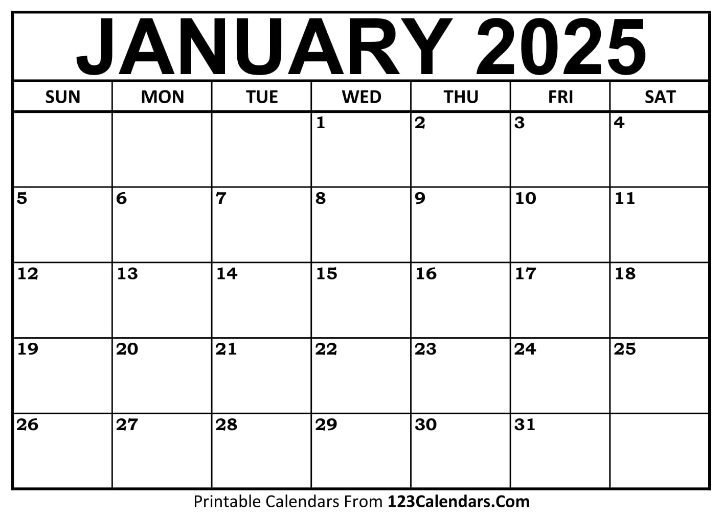 2025 January Calendar