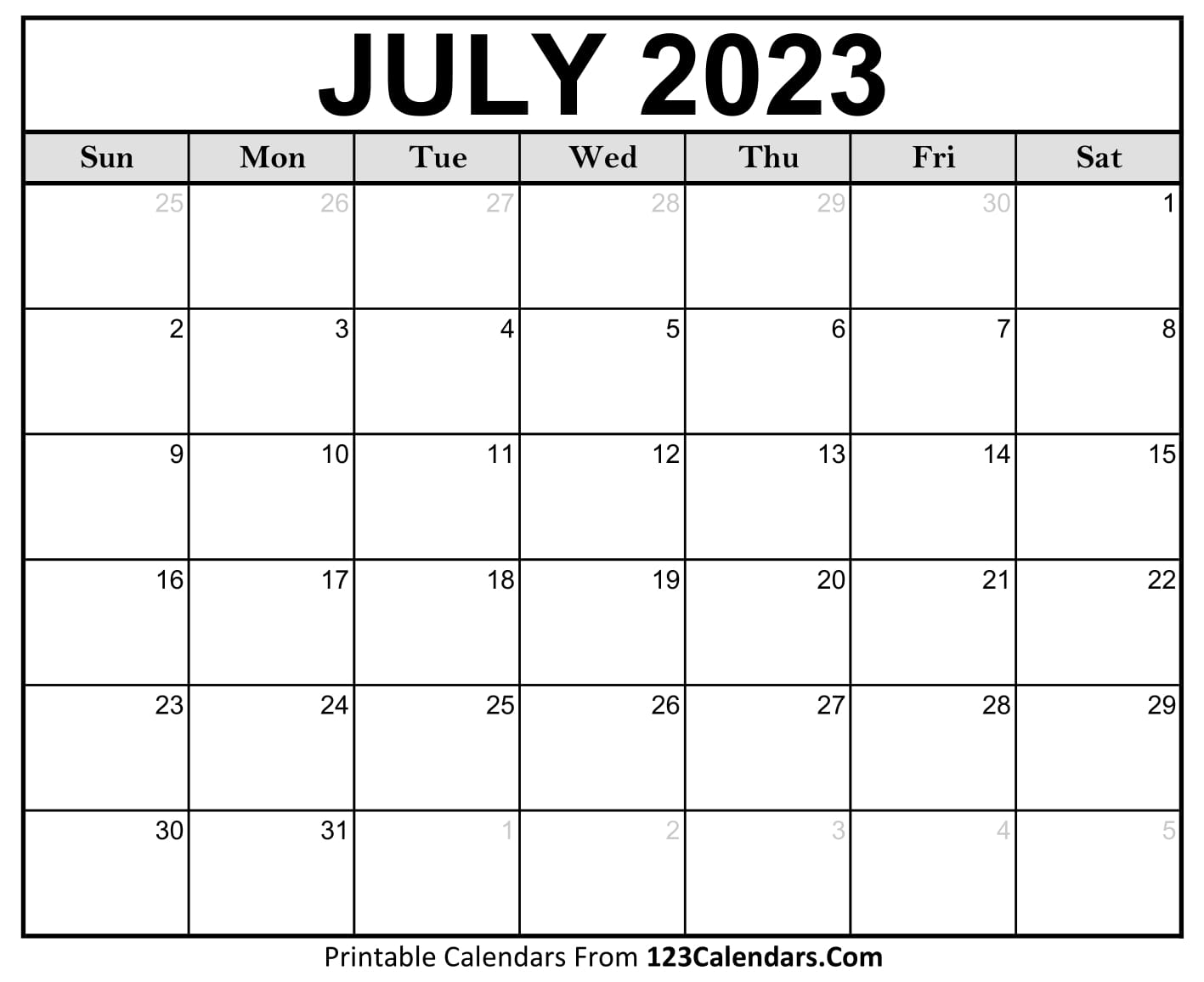 Calendar July 2023