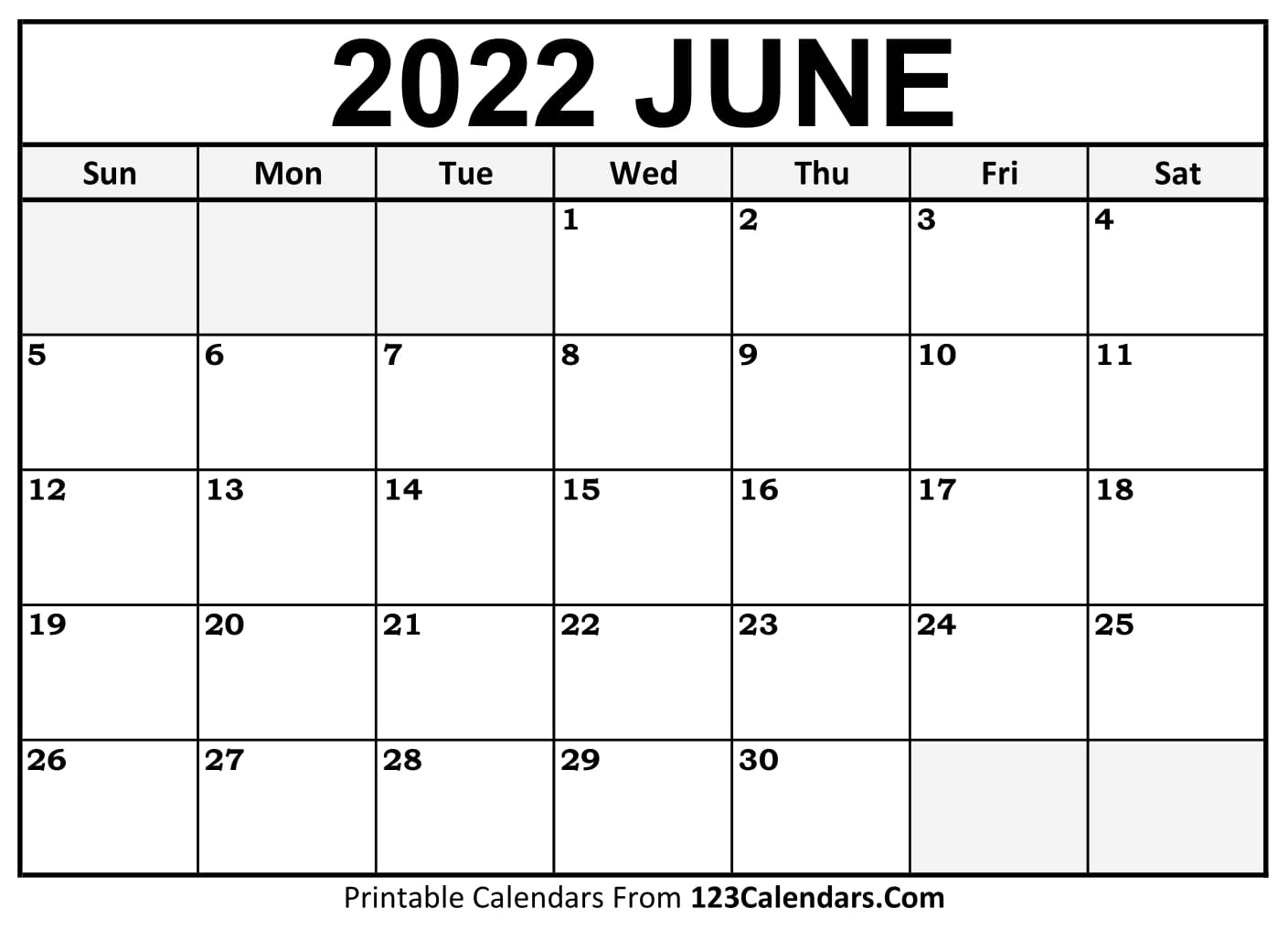 Printable June 2022 Calendar Templates - 123Calendars.com
