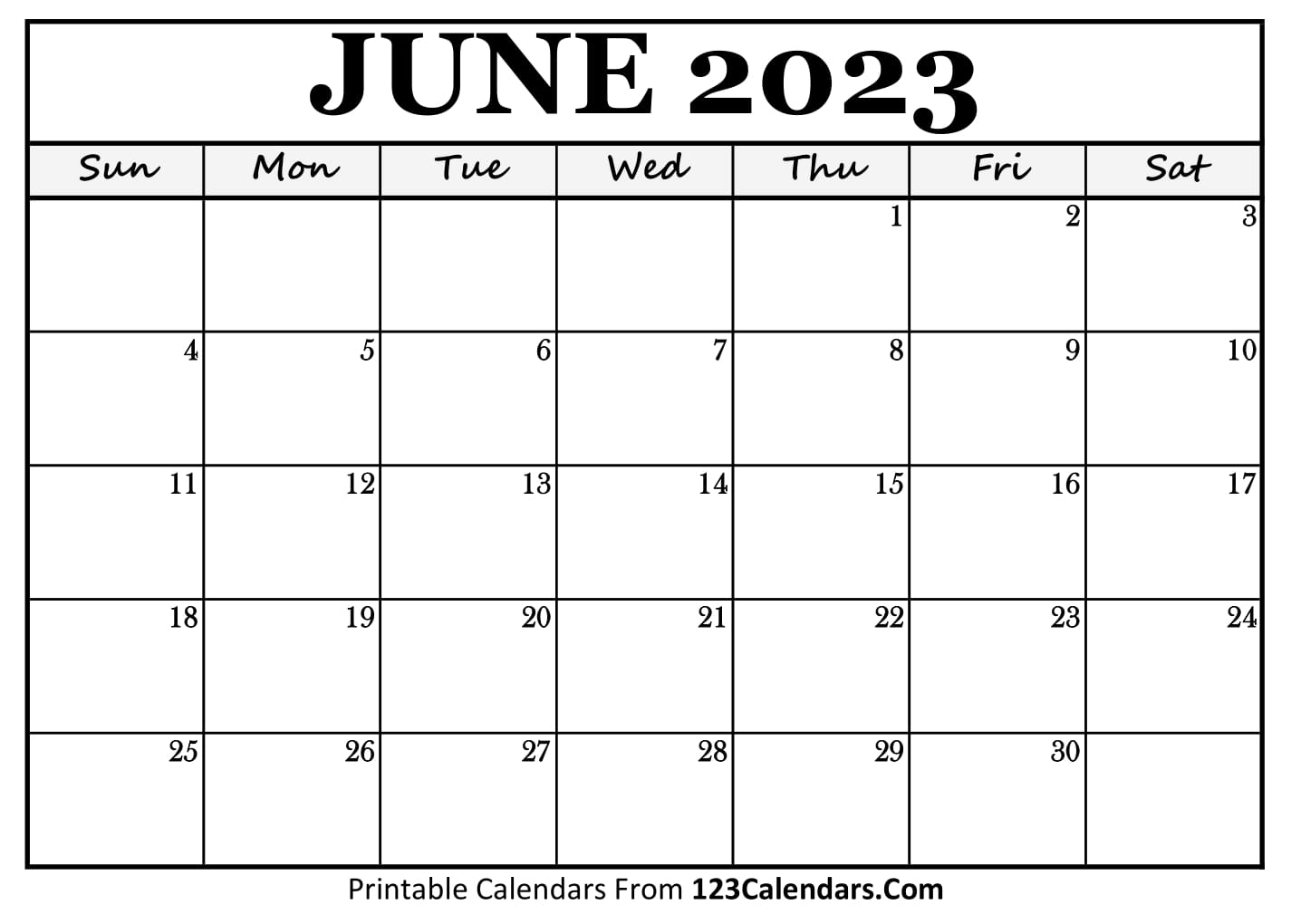 June 2023 Calendar