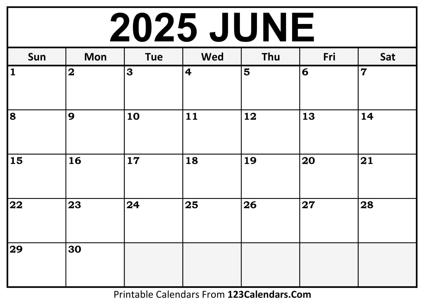 June 2025 Calendar