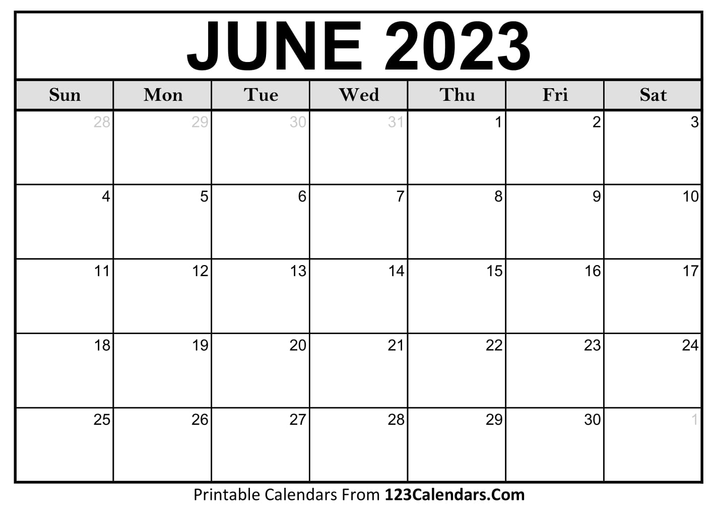 June 2023 Calendar