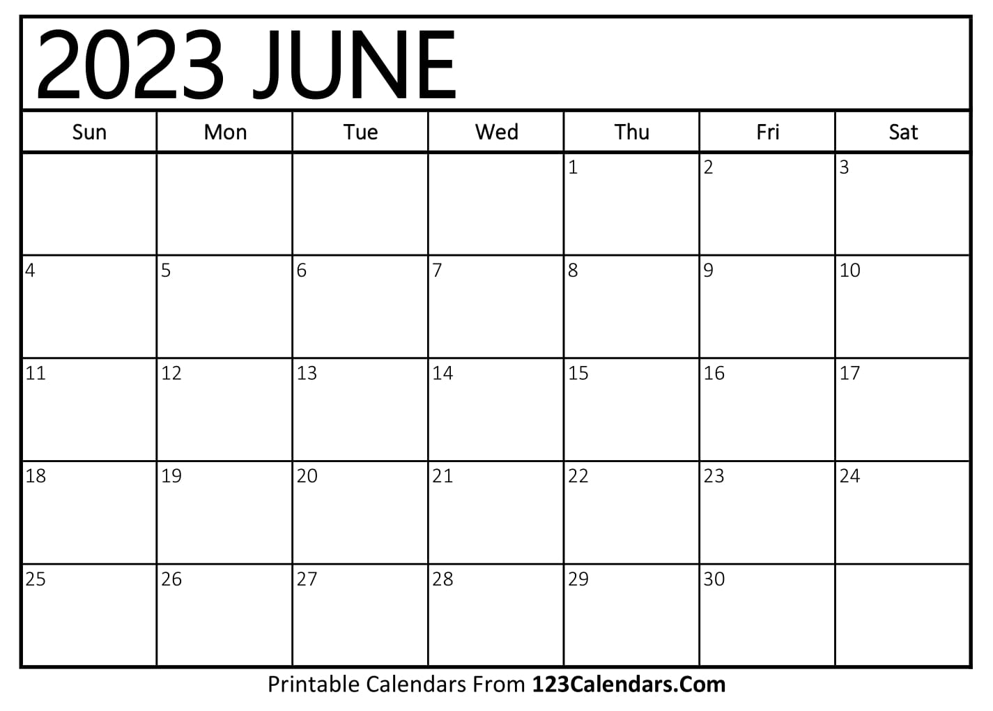 June 2023 Printable Calendar