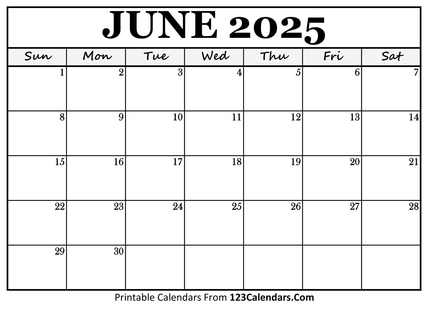 June 2025 Calendar