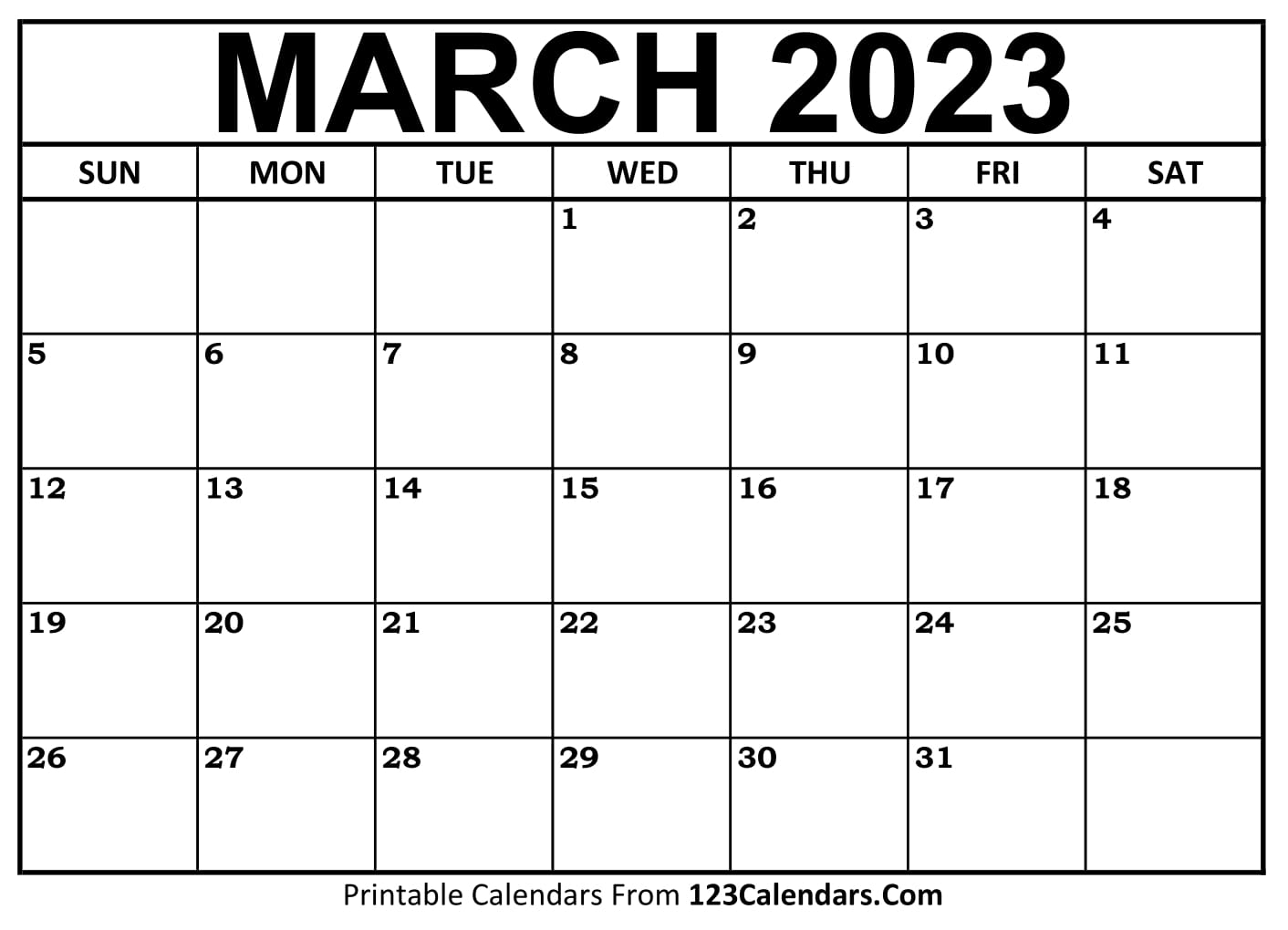 March 2023 Calendar