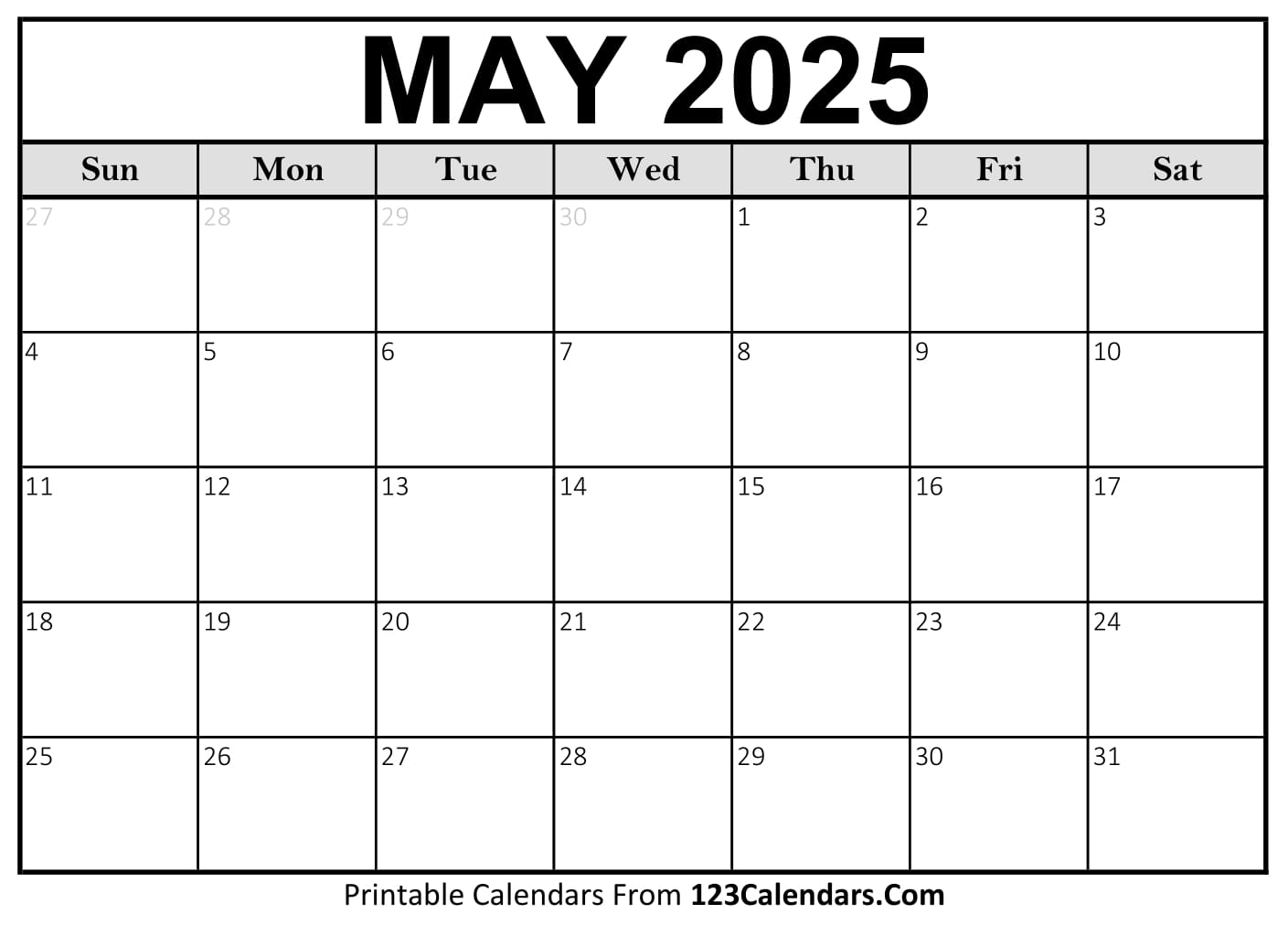 Calendar May 2025