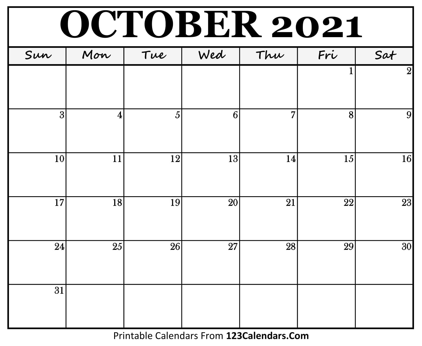 Blank Calendar Printable October 2021 Printable Word Searches Images