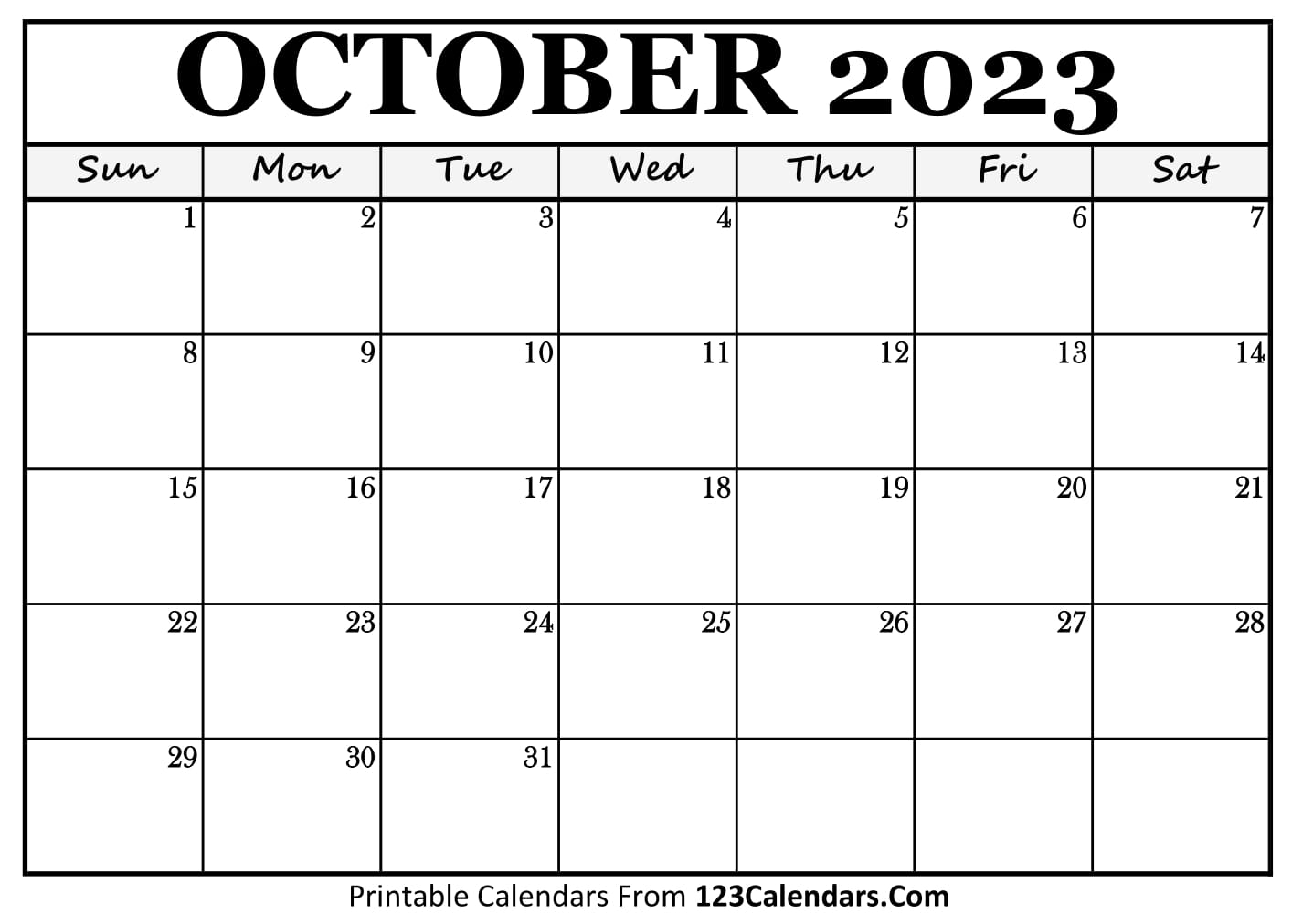 Printable October 2023 Calendar Templates 123Calendars com