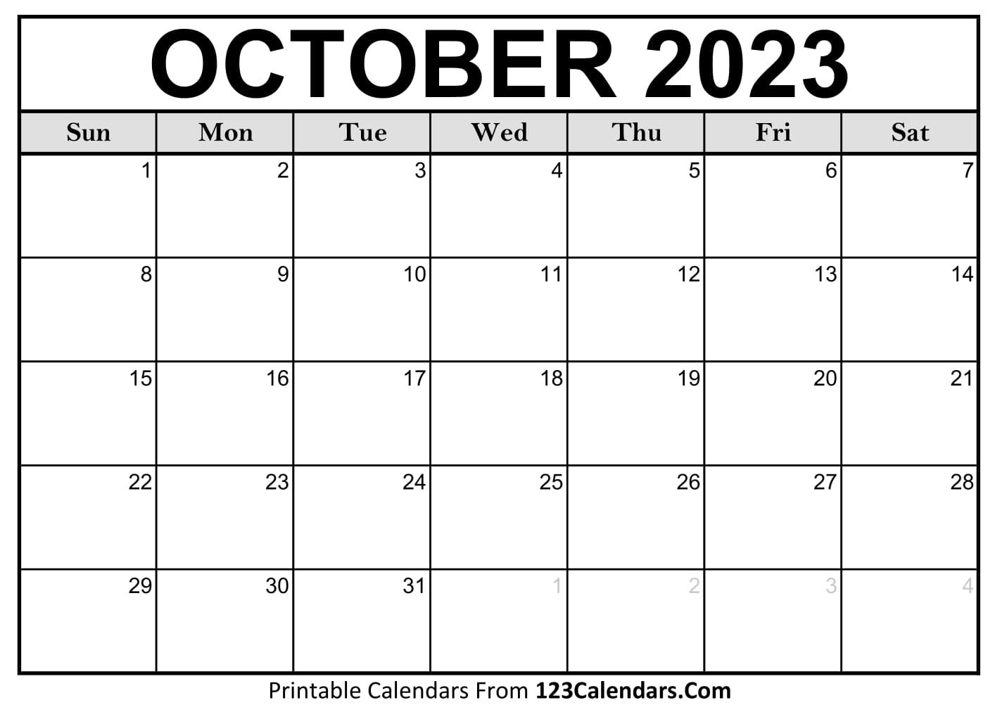 Printable October 2023 Calendar Templates 