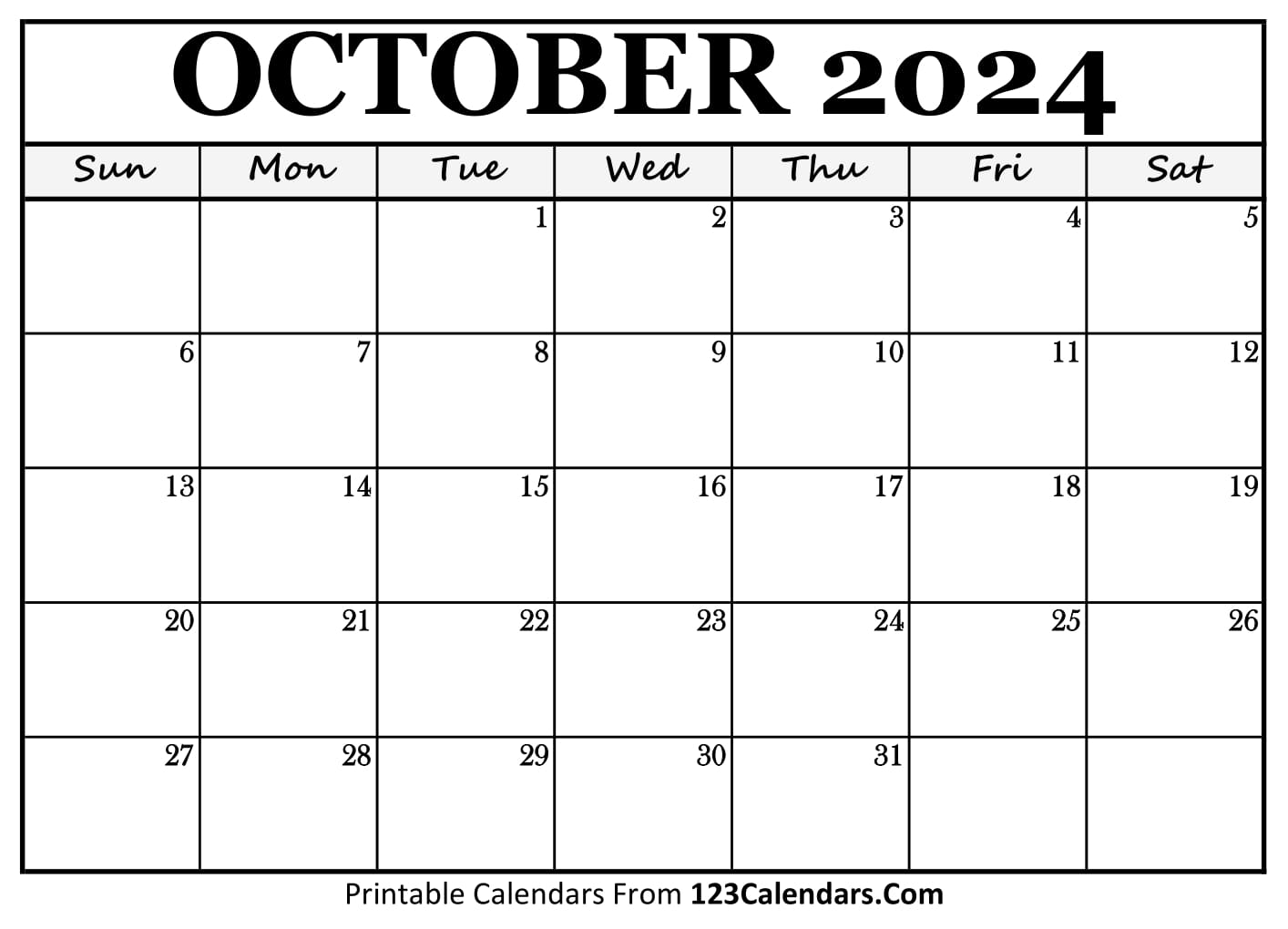 October 2024 Calendar