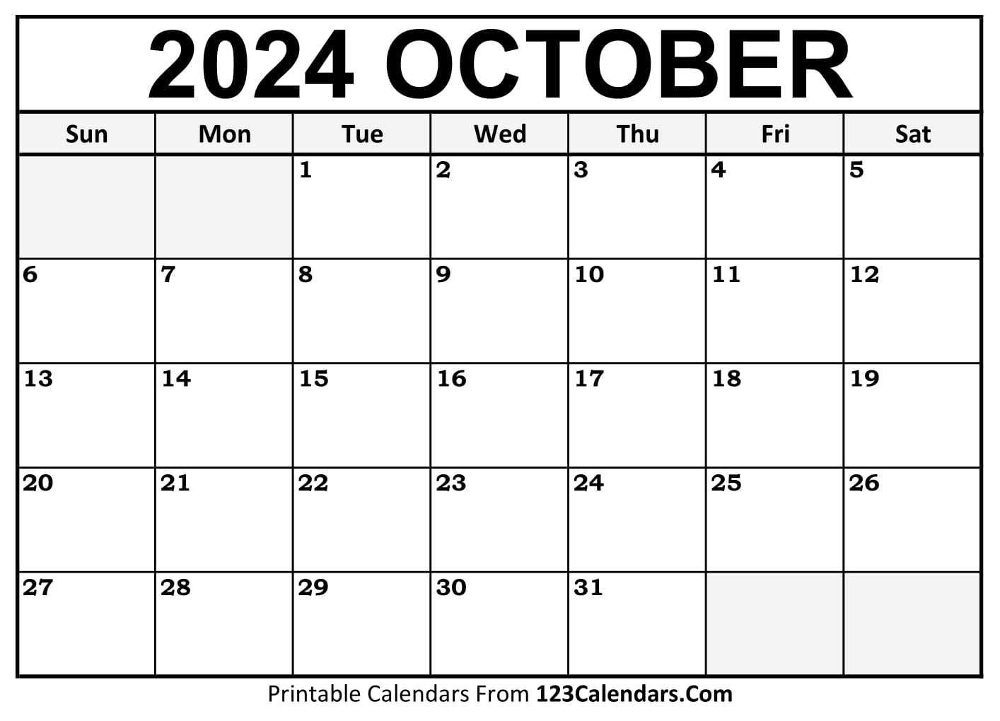 October 2024 Calendar