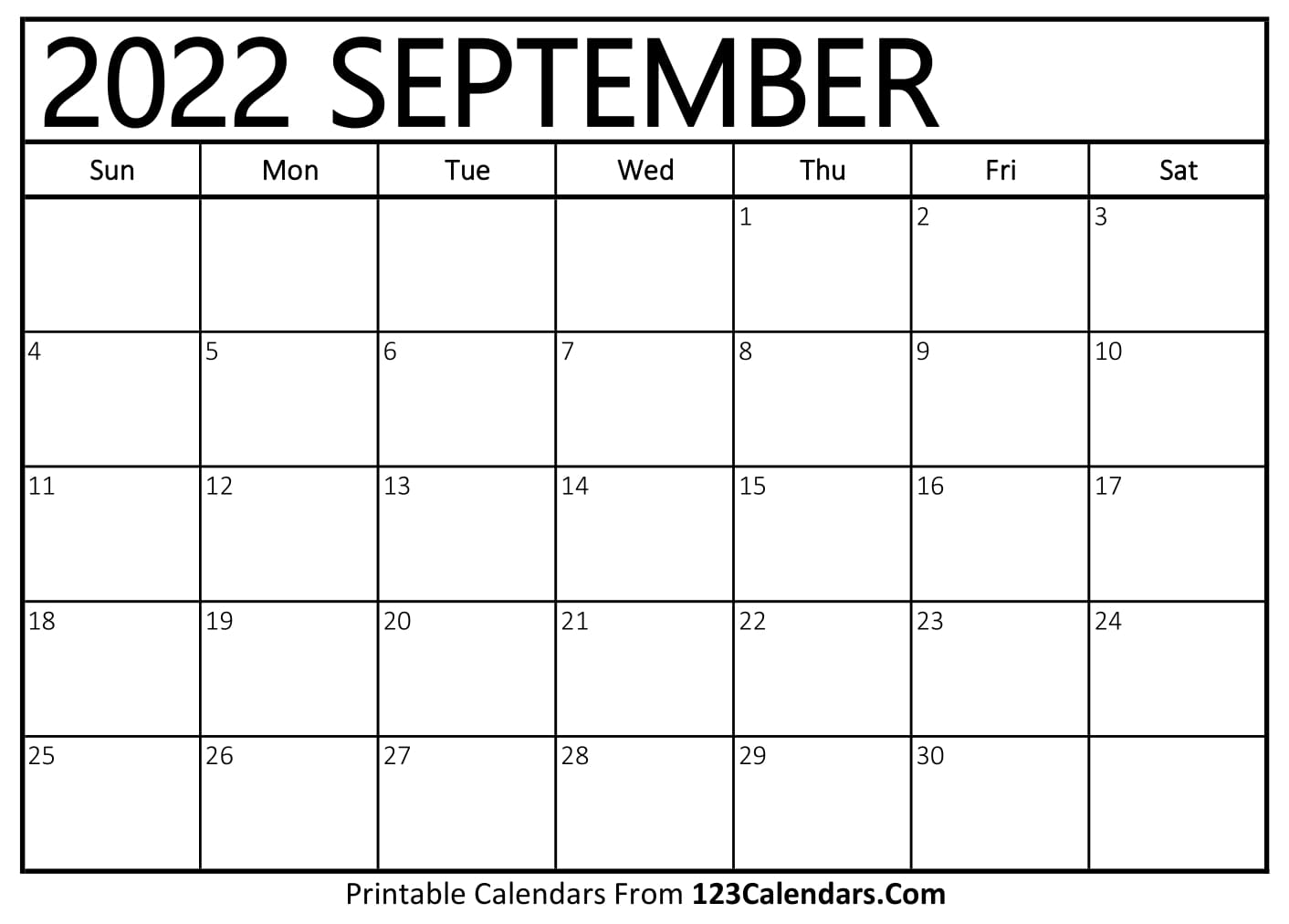 Printable September 2022 Calendar Templates - 123Calendars.com