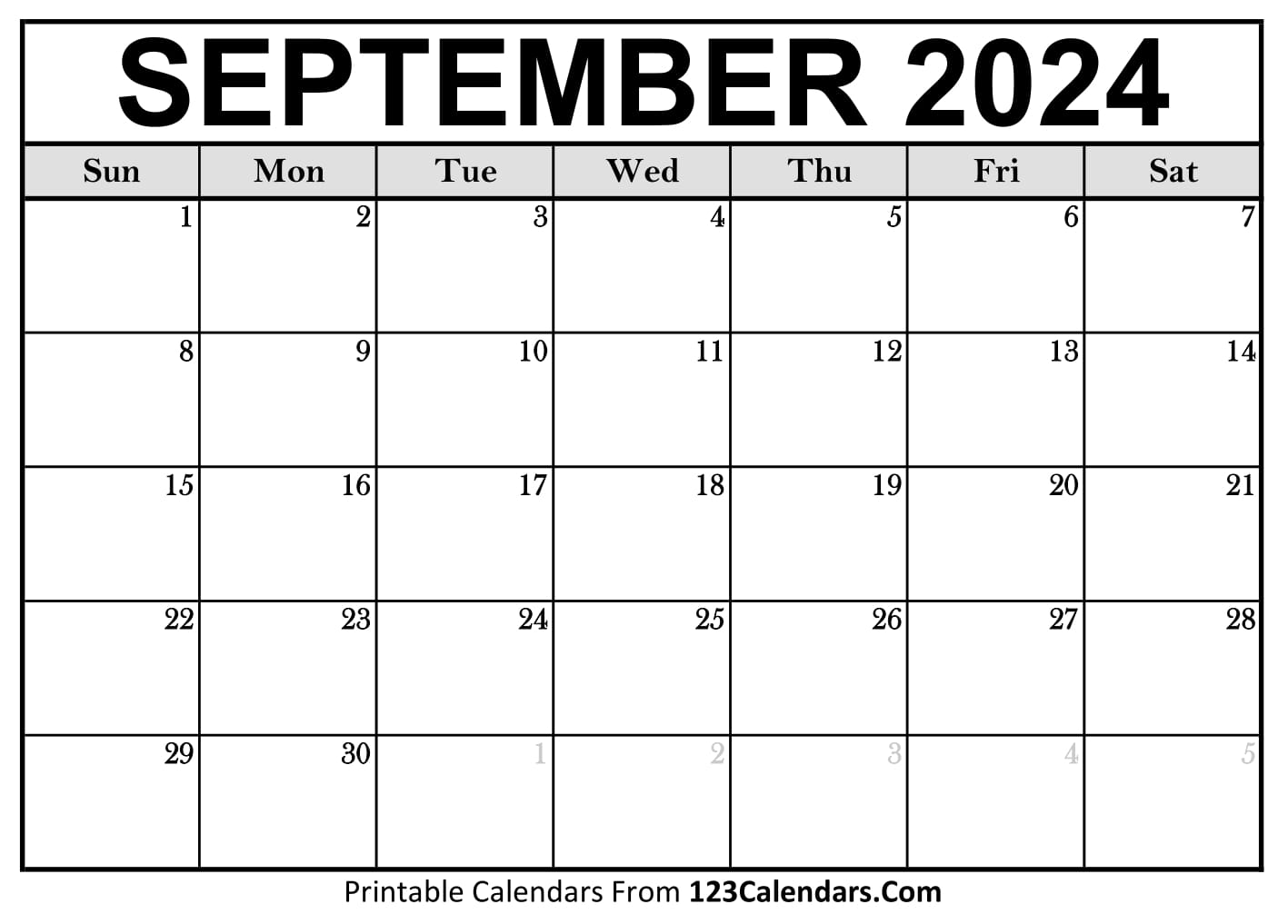 2024 September Calendar