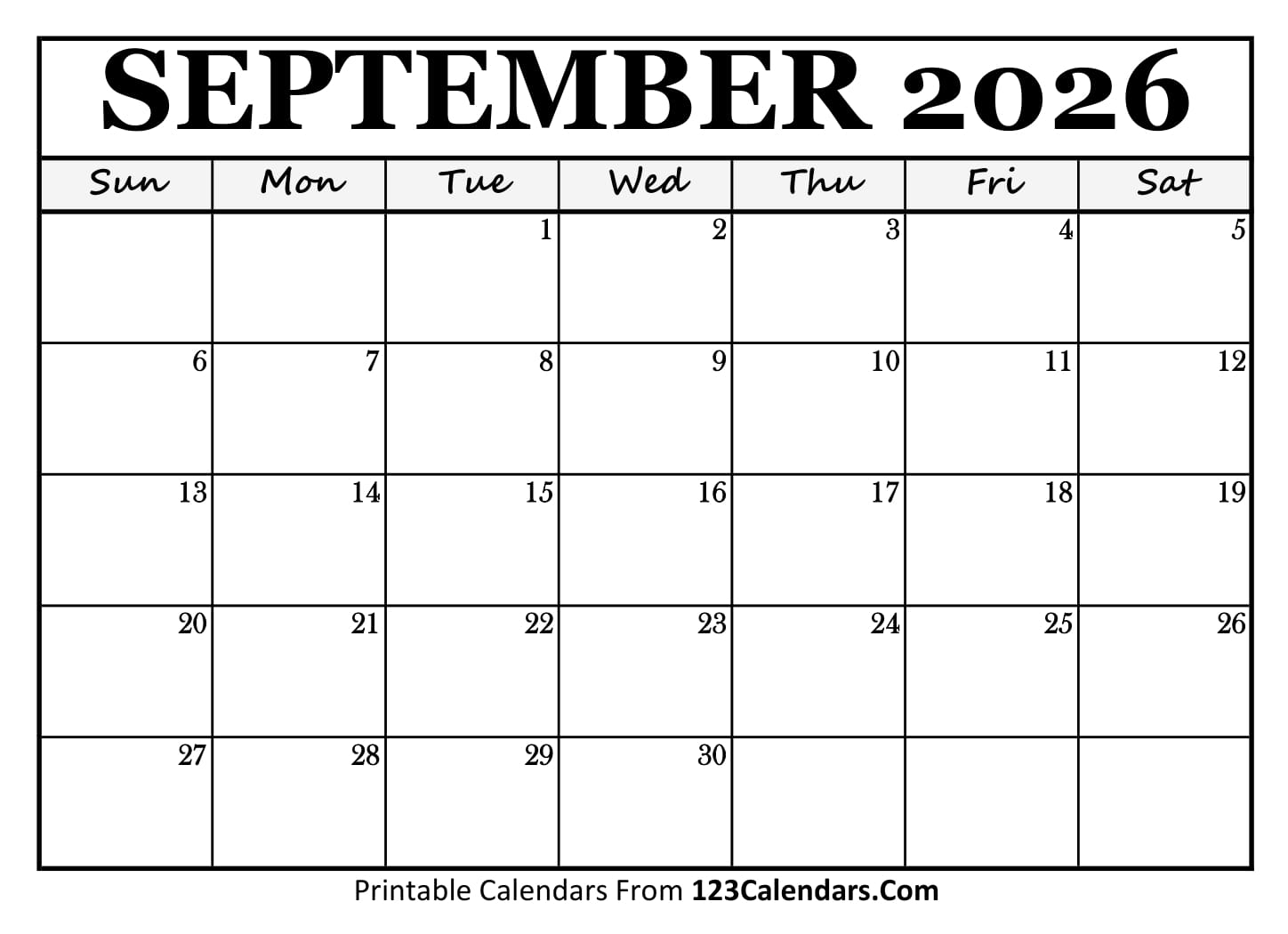 Calendar September 2026